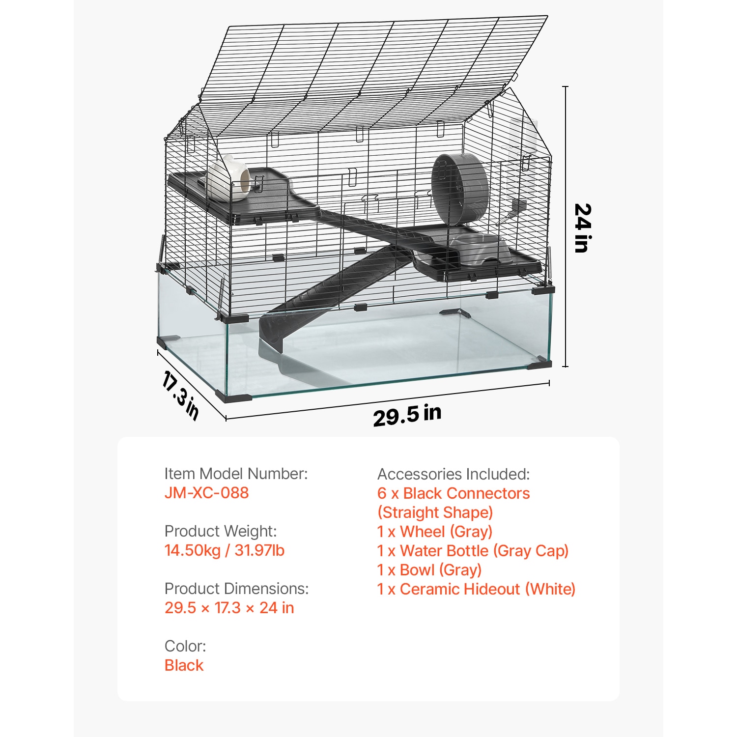 Wire Hamster Cage Habitat 29.5in Pet Rodent Gerbil Mice Small Animal House_maomaolike.com